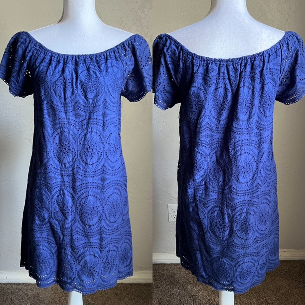 Joie Blueprint Bondi Off Shoulder Mini Dress XS Blue